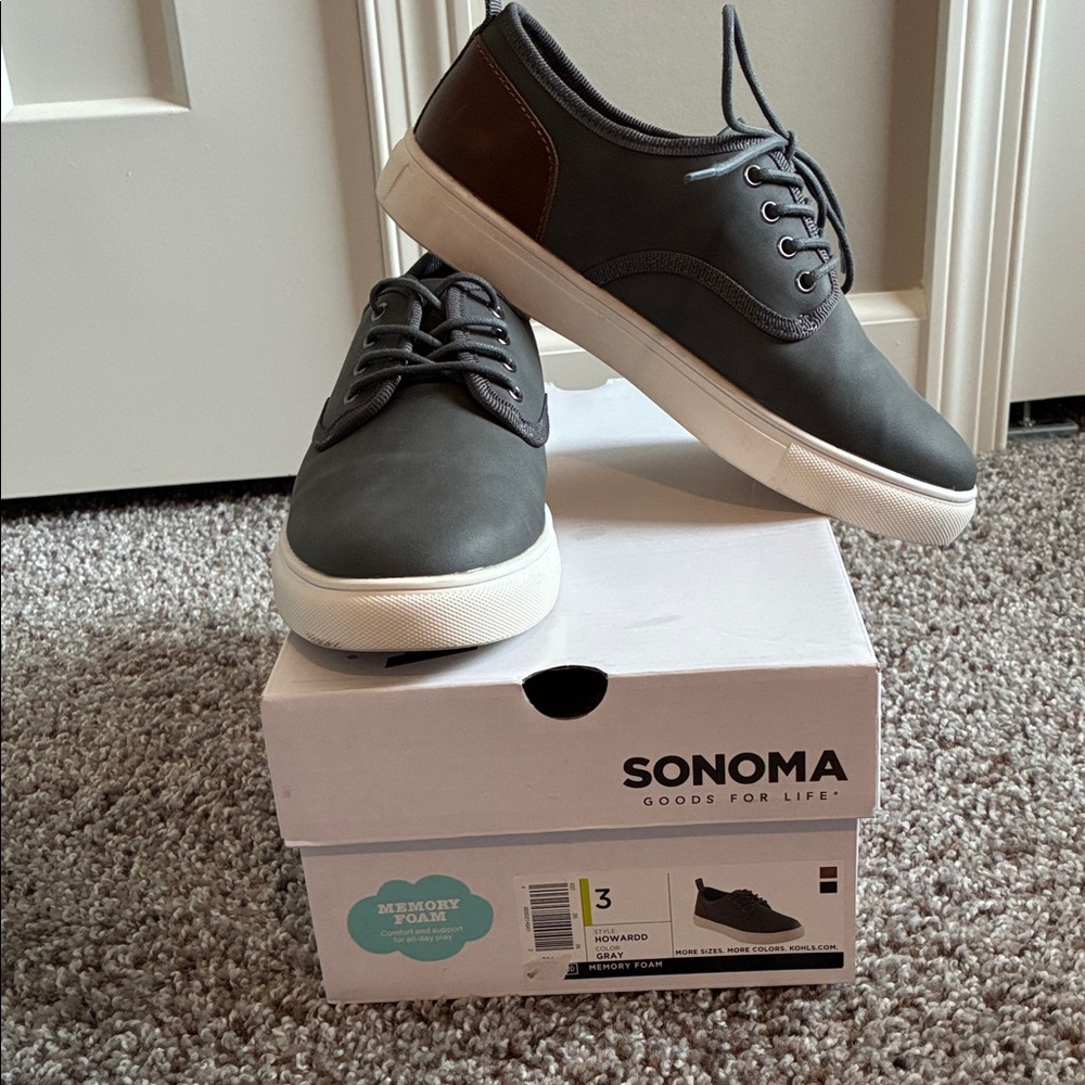 Sonoma Kids Gray and Brown Sneakers